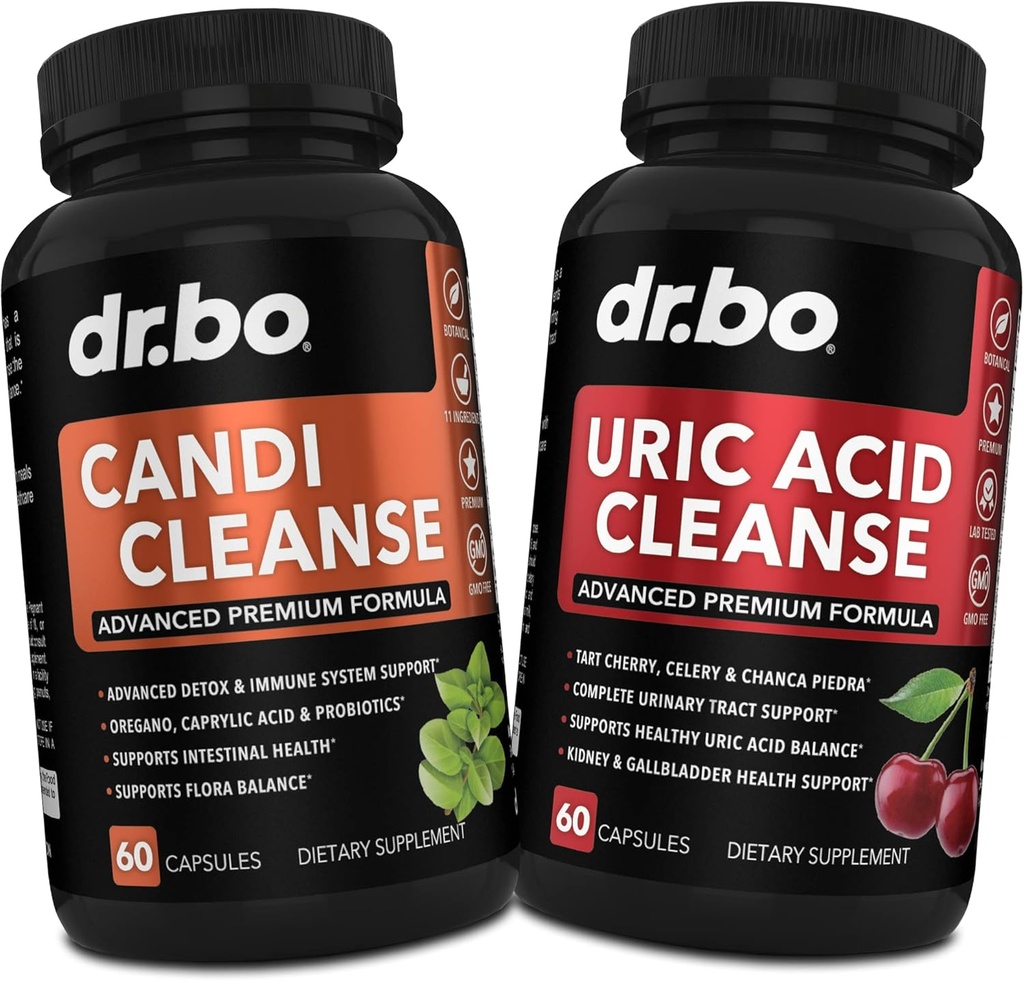DR. BO Candi Uric Acid Cleanse Support - Oregano & Kidney Herbal Supplements for Women & Men - 추가 강도 Uric Acid Flush Purge 캡슐 및 구강 ControlProbiotic Cleanser