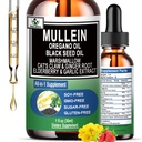 16-in-1 유기 Mullein Drops for Lungs | 뽕잎 추출물 W/Oil of Oregano with Black Seed Oil | Non-GMO&Gluten Free Respiratory Health Liquid Drops | 뽕나무 보충용 뽕나무