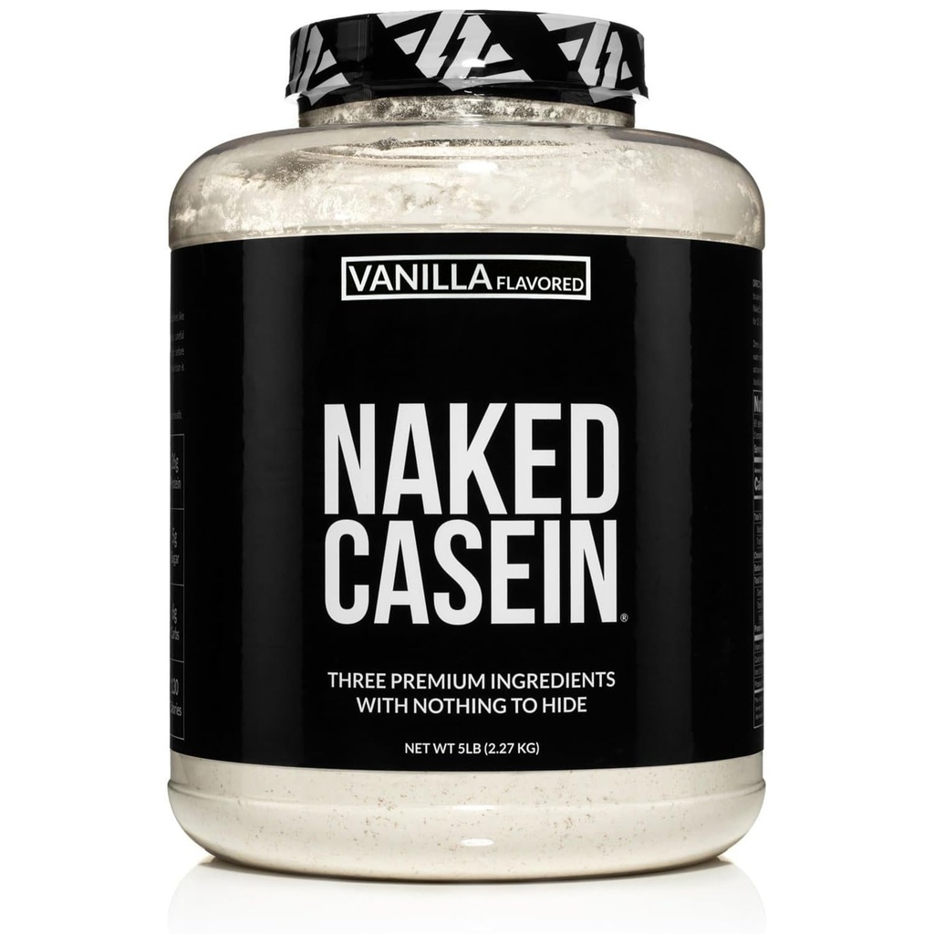NAKED Casein - Vanilla Micellar Casein Protein - 5 Pound Bulk, GMO-Free, Gluten-Free, Soy-Free, Preservative-Free - 근육 성장 자극 - 향상된 복구 - 61 서빙