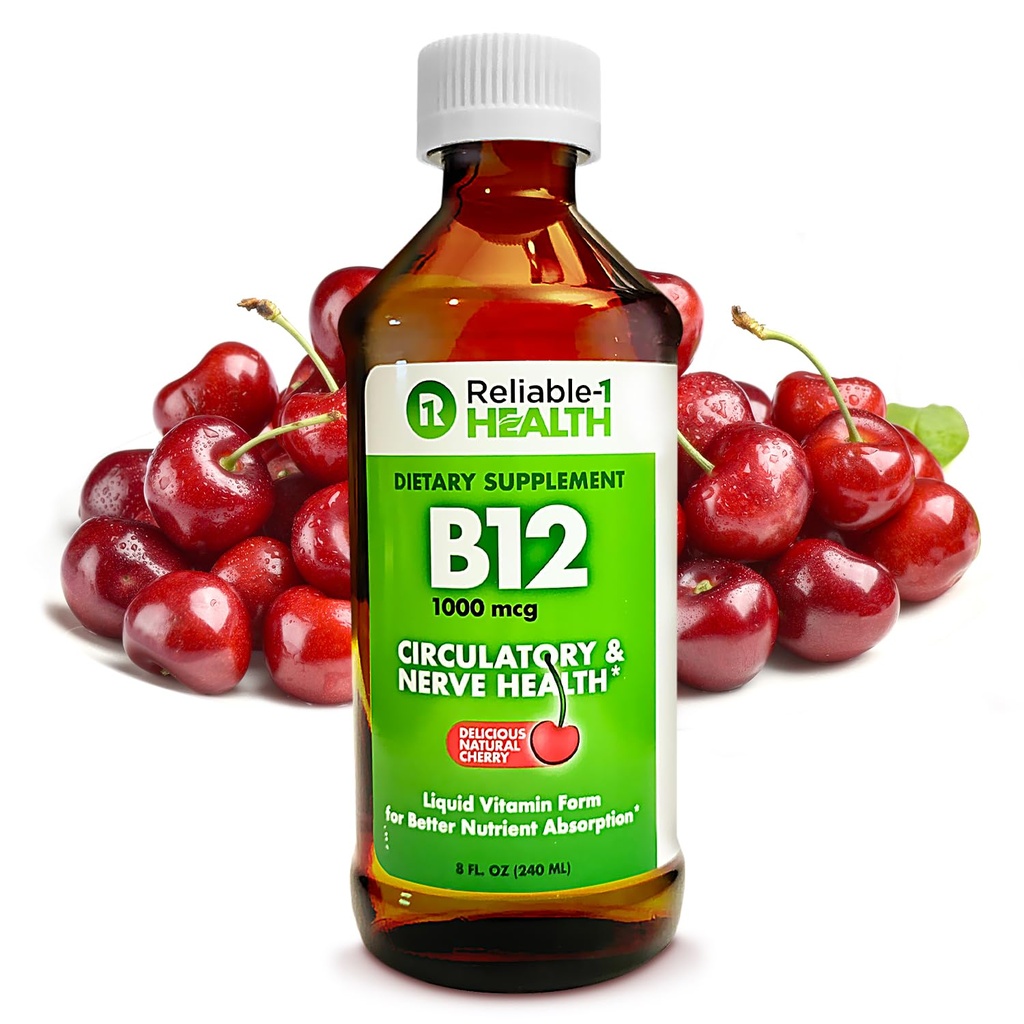 믿을 수 있는 1명의 Laboratories 액체 비타민 B12 성숙한 남자 & 여자를 위한 매일 보충교재 1000mcg - 자연적인 체리 풍미