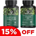 PlantFusion Vegan 칼슘 및 D3 번들 - 프리미엄 플랜트 기반 칼슘 1000mg 및 D3 2000IU 보충제 Bone 성장, 밀도 및 강도 및 면역 지원