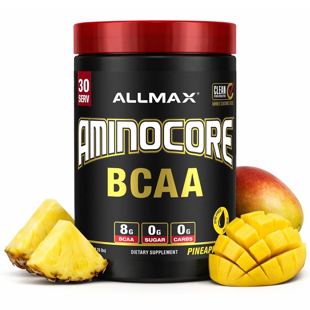 ALLMAX 영양 AMINOCORE BCAA 분말, 아미노산의 8.18 그램, Intra와 포스트 운동 회복 음료, 글루텐 자유로운, 파인애플 망고, 315 g
