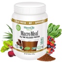 MacroLife Naturals MacroMeal Vegan Chocolate Protein Powder Superfood Greens Probiotics + Fiber, Immune Energy Digestive Daily Essentials for Women & Men Gluten-Free - 23.8oz (15 서빙) 초콜릿