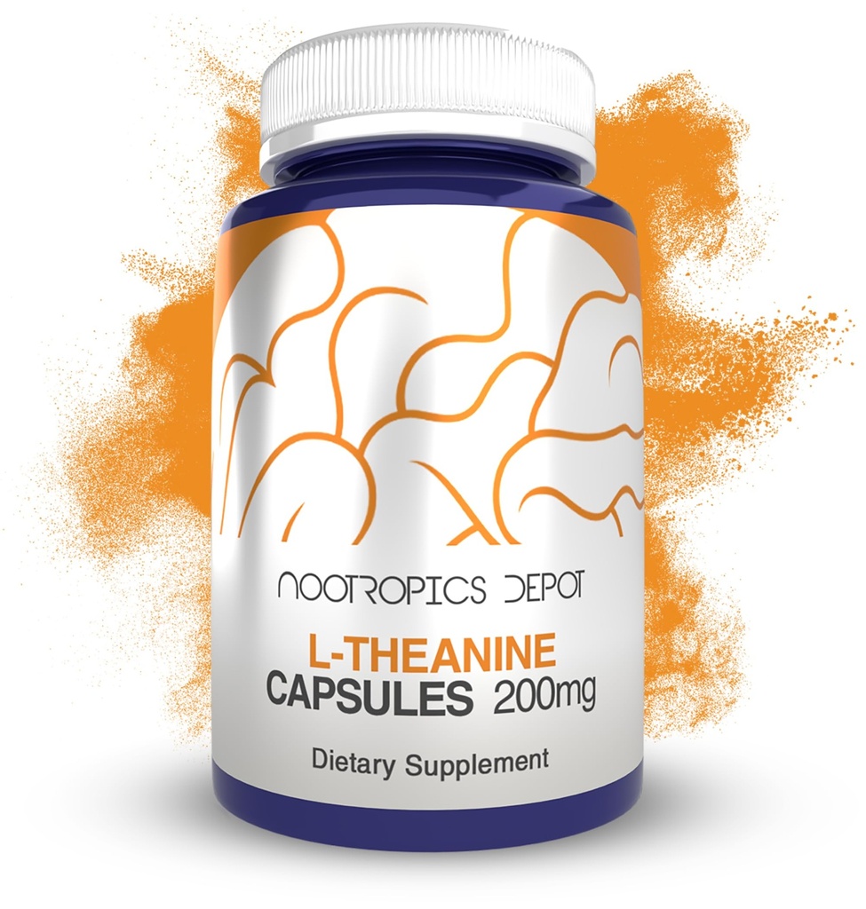 Nootropics Depot L-Theanine 캡슐 200mg (180 카운트) | Relaxation 촉진 | 건강한 스트레스 레벨 + 수면주기 | Cognitive Function + Focus | 아미노산 보충