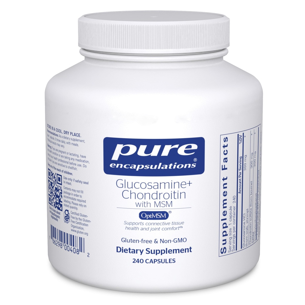 MSM을 가진 순수한 캡슐 Glucosamine Chondroitin - 합동 건강 & 정상적인 연골 형성을 지원하십시오* - Enzyme 활동을 유지하십시오 - 글루텐 자유로운 & 비 GMO - 240의 캡슐
