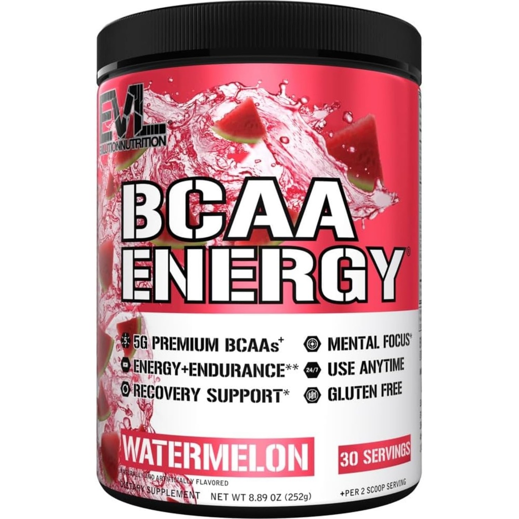 EVL BCAA 아미노산 분말 - 근육 회복 Lean 성장과 내구시간을 위한 BCAA 에너지 전 운동 분말 - 자연적인 카페인을 가진 포스트 운동 회복 음료를 rehydrating - 수박