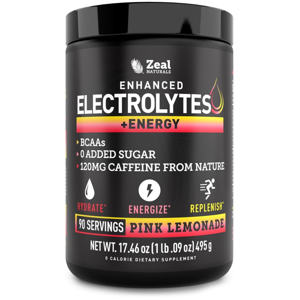 Pre-Workout Electrolyte + Energy Powder Drink Mix (90 서빙 | 핑크 레몬) w / 0 설탕 +BCAAs +B-Vitamins 전해질 보충 w 칼륨 아연 및 마그네슘 - Keto Electrolytes