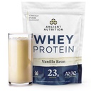 고대 영양 잔디 Fed Whey Protein, 23g Protein, Hydrolyzed Collagen Peptides, 유기 재생 A2 / A2 우유 단백질 (35 서빙, 바닐라 콩)