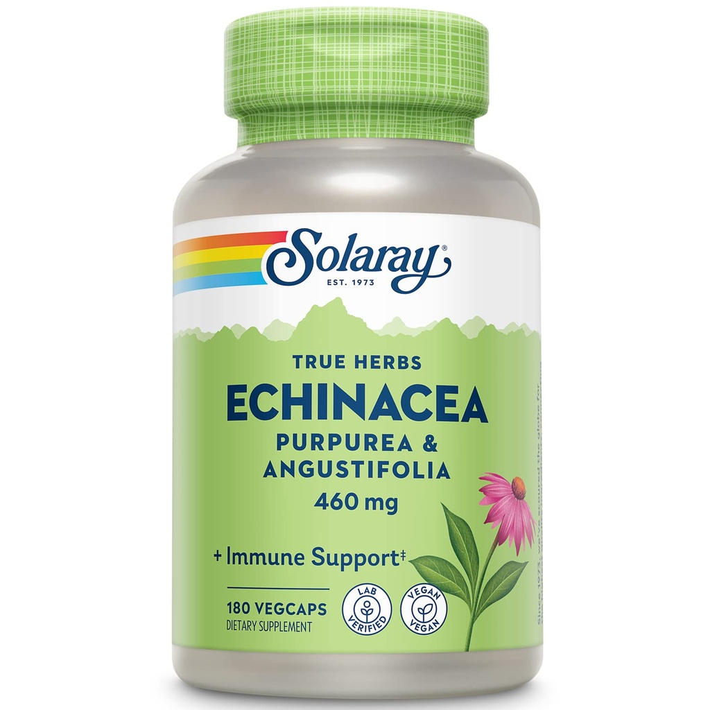 SOLARAY Echinacea Purpurea & Angustifolia 뿌리 460 mg | 건강한 면역 기능 지원 | 180 VegCaps