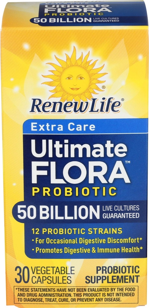 갱신 생활 여분 배려 소화 Probiotic 캡슐, 보장되는 50억 CFU, 매일 보충교재 지원 면역, 소화, 호흡 건강 (1), L. Rhamnosus GG, 낙농장, 간장 및 글루텐 자유로운, 30 조사