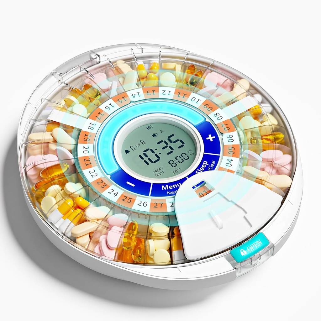 경보를 가진 Elderly를 위한 격상된 자동적인 알약 분배기: 28 구멍, 혼합 증거 기술 & XL LCD를 가진 똑똑한 알약 분배기 기계, 매일 약 관리를 위한 강화된 내구성