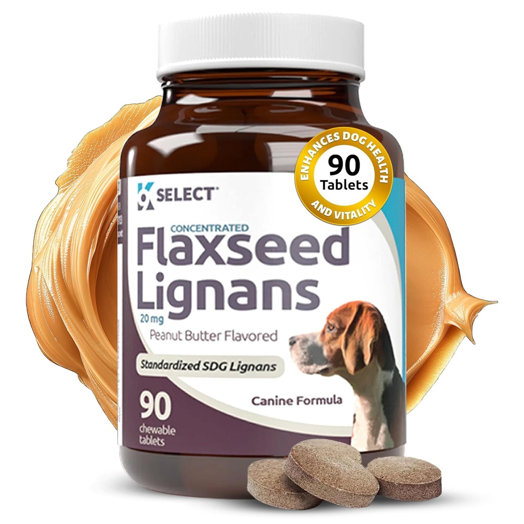 K9는 개, 20mg 90 정제, 땅콩 버터 맛을 내는 Chewable를 위한 농축된 Flaxseed Lignans를, 임파합니다 외투 선택합니다