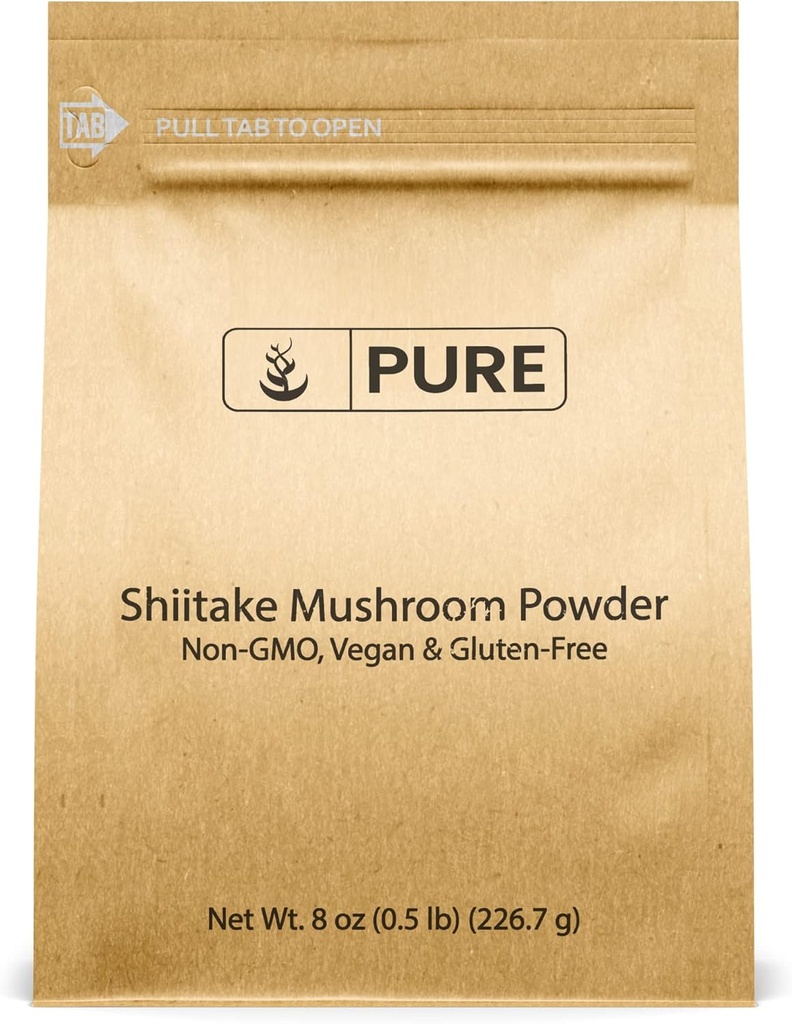 PURE ORIGINAL INGREDIENTS Shiitake 버섯 (8oz) 검은 숲 버섯, 초본 추출물, 전통 보충.