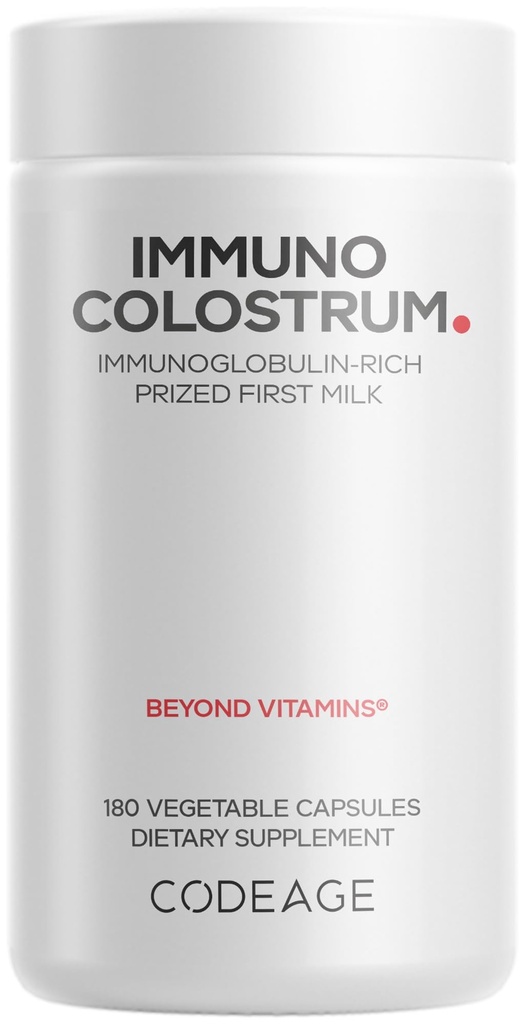 Codeage Colostrum Supplement, Grass-Fed Colostrum - 수상 첫 번째 우유 - 잔디 - Finished, Freeze-Dried - 비타민, Immunoglobulins, 성장 인자 - Non-GMO, 글루텐 - 무료 - 180 캡슐