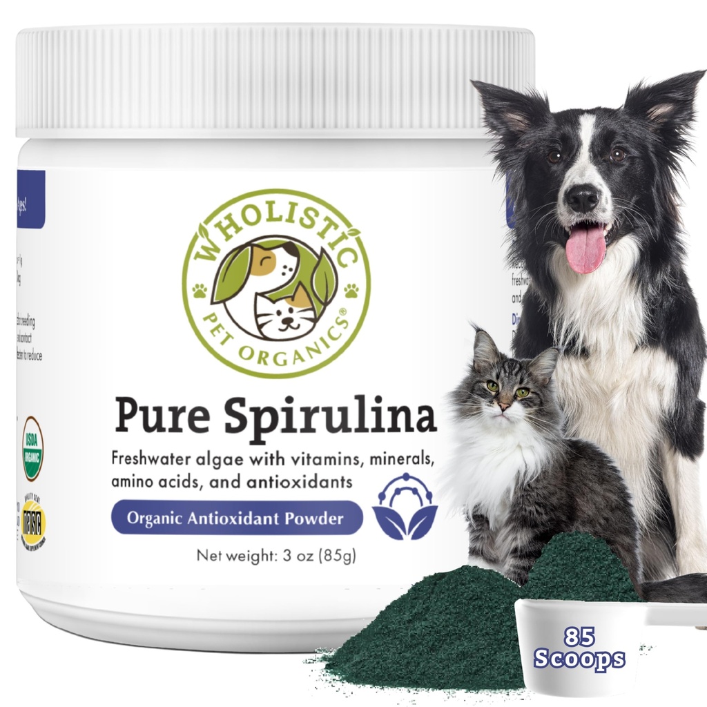 개를위한 특이성 애완 동물 유기 Spirulina - 3 Oz - 건강한 면역 체계 및 계절 알레르기를 지원합니다 - 수제 식품을위한 식물 기반 산화 방지제 지원 - 유기 개 식품 토퍼 - 미국에서 신선하게 만든