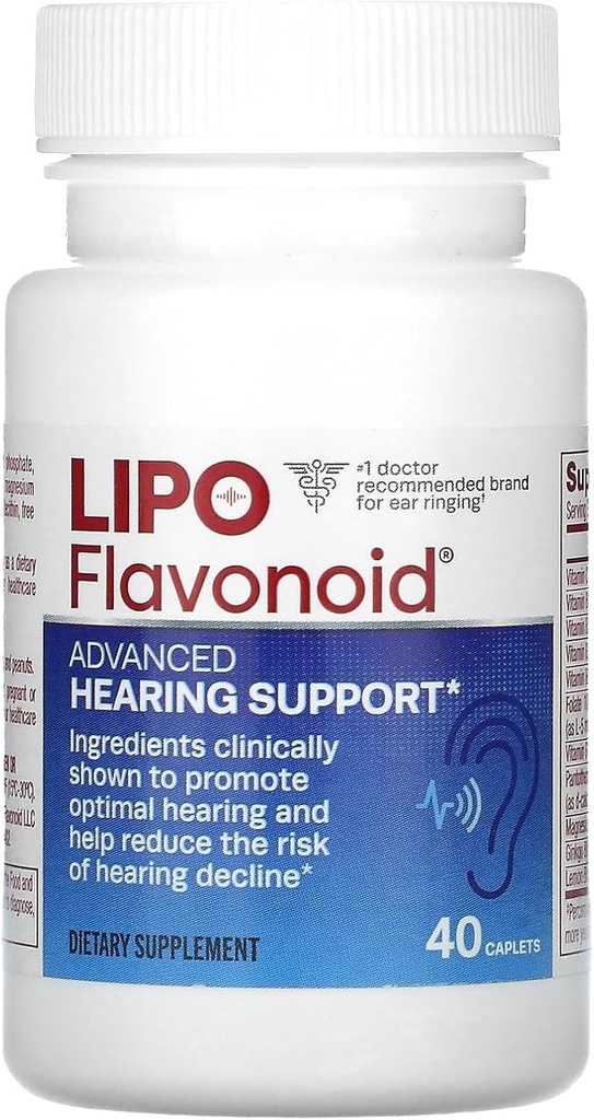 Lipo Flavonoid 고급 Hearing 지원 매일 보충교재 - Hearing Decline의 위험을 감소시키고 & Optimal Hearing 승진시킵니다 - 40의 모자