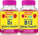 WellYeah 비타민 D3 어린이 + 비타민 B12 어린이, Gummies 번들 - 훌륭한 타스팅, 비타민 보충, 글루텐 무료, GMO 무료, Chewable Gummy