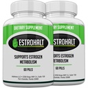 Estrohalt 2 팩 120 알약- 여성 및 남성을위한 최고의 에스트로겐 차단제 DIM 보충 (Diindolylmethane) 및 Indole-3-Carbinol (I3C) | PCOS, Menopause 및 PMS를 돕는 자연적인 Aromatase 억제제 비타민