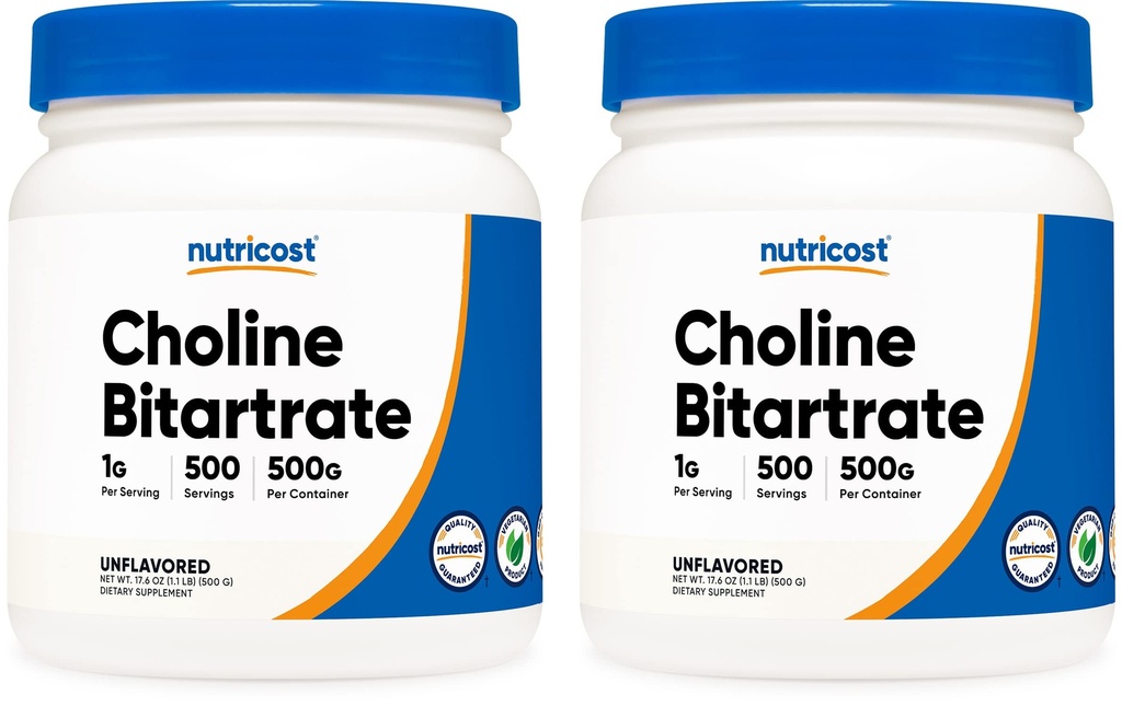 Nutricost 순수한 Choline Bitartrate 분말 500G (2개의 병)