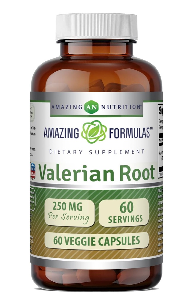 Amazing Formulas Valerian Root 4 : 1 추출물 보충 | 250 Mg | 1000 Mg Equivalent | 60 Veggie Capsules | Non-GMO | 글루텐 프리 | 미국
