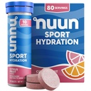 Nuun 스포츠 마그네슘, 칼슘, 칼륨, 염화물 및 나트륨, 글루텐 무료 및 채식, 밀감속 과일, 8 팩 (80 서빙 총)과 전자 정제