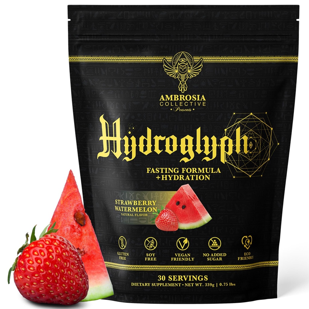 Ambrosia Hydroglyph Intraworkout 공식 w/BCAA + EAA + Lean 근육, 0g Sugar Fasting Hydration 음료 혼합, 만든 w/Coconut 물 (Strawberry Watermelon)