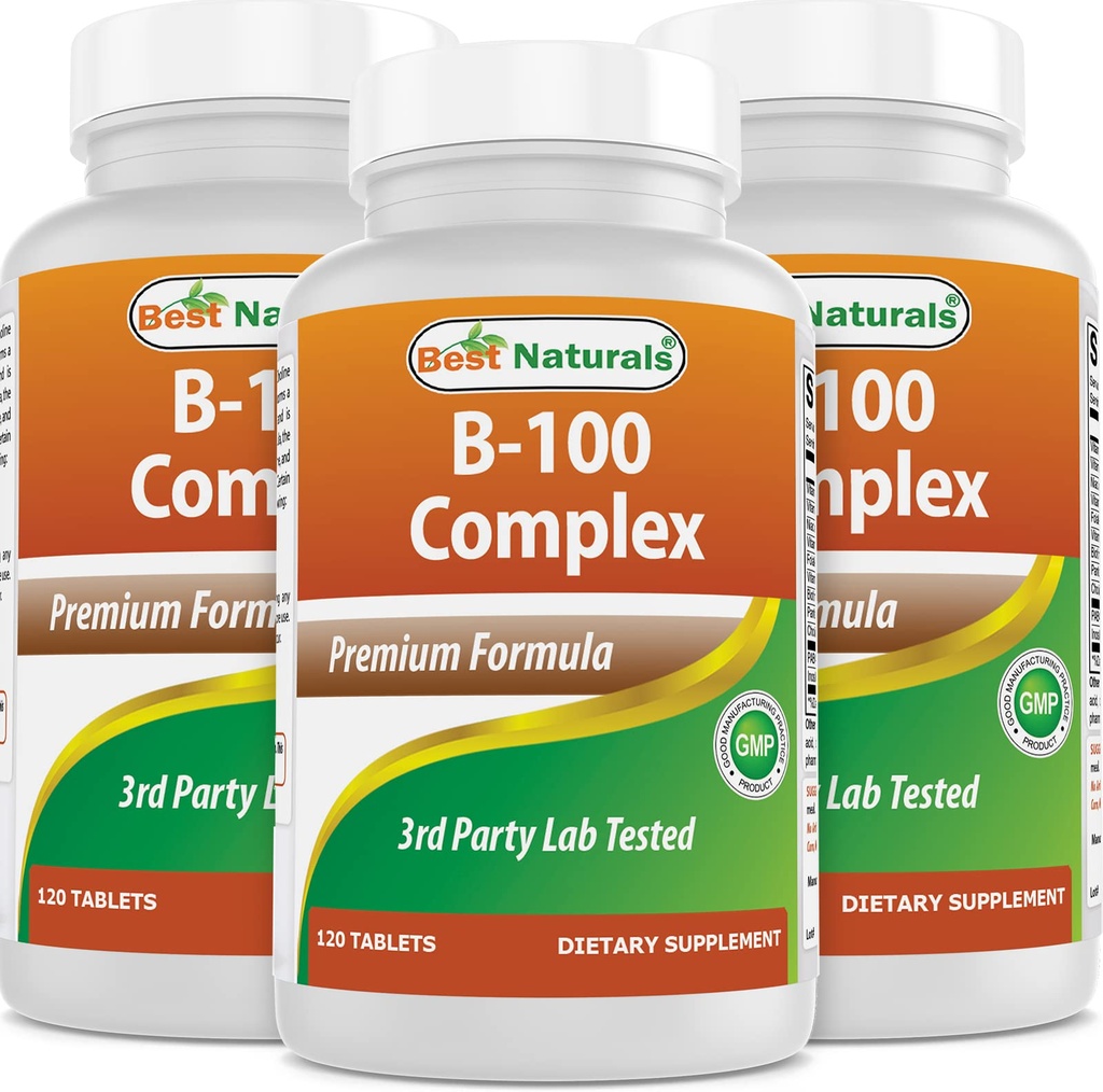 최고의 자연 B 100 Complex 120 정제 (B Complex Vitamins) (120 Count (Pack of 3))