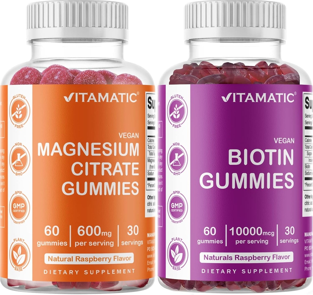 Vitamatic 마그네슘 Gummies & Biotin Gummies - 각 60의 채식 조사