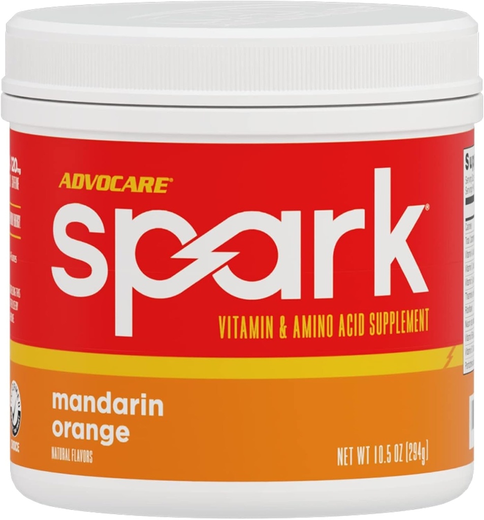 AdvoCare Spark - 에너지 음료 혼합 - 비타민 및 아미노산 보충 - 에너지 및 초점 지원 - 휴대용 면역 지원 - 설탕 무료 - 만다린 오렌지 (10.5 oz)