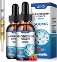 (2 팩) 마그네슘 구연산염 액체 마그네슘 하락 보충교재 500mg 지원 긴장 기복, 뼈, 근육, 계류, Sleep-4 Fl Oz, Vegan, 라즈베리 풍미