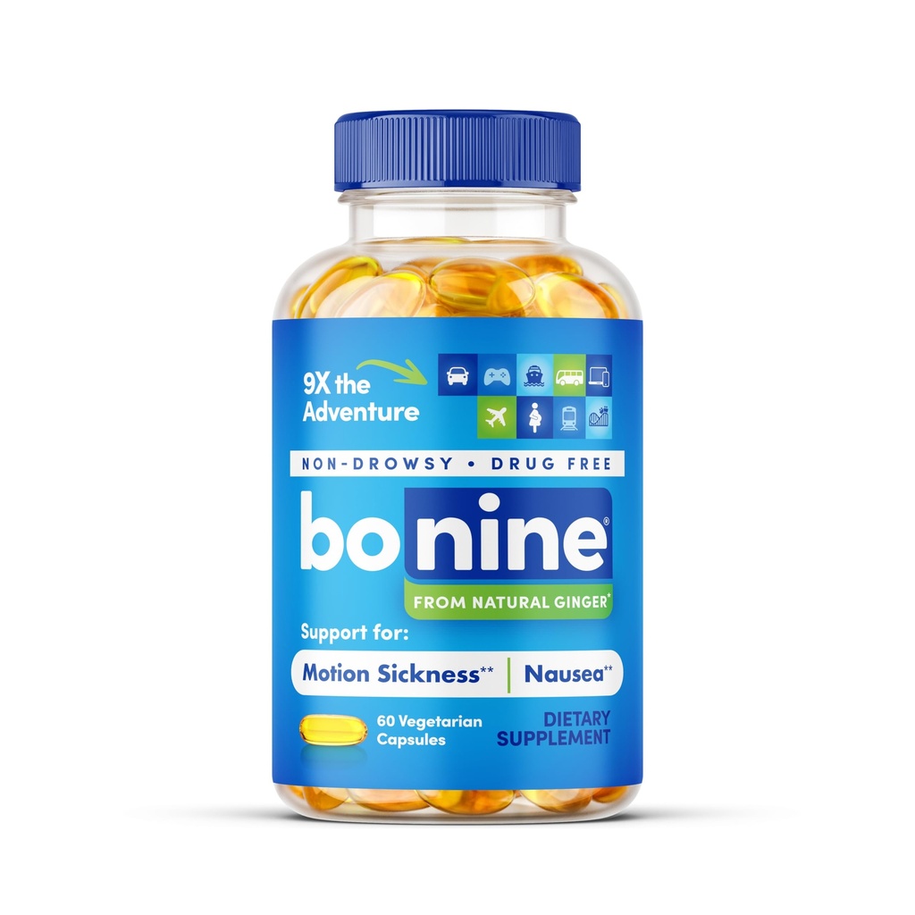 Bonine Ginger 뿌리 추출물 액체 캡슐 - 비 돌파 운동 찰상 구호 - 아침 찰상 & Nausea 기복을 위한 40 mg 생강 보충교재 - 크루즈 배 정유 - 60의 캡슐