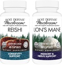 Reishi 캡슐, 60 카운트 & 사자 Mane 캡슐, 60 카운트 - 지원 하트 & 면역 건강 - 지원 뇌 건강, 기억 및 초점 *