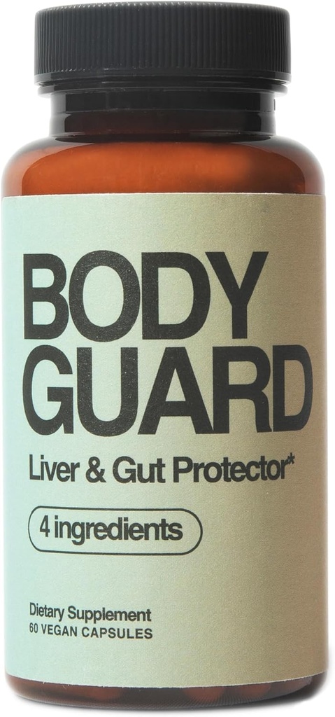 Bodyguard Liver Detox & Gut Health, Setria® Liposmal Glutathione 250mg, Master Antioxidant, Post-Celebration Formula, Red Flush Support, Vegan, Gluten Free, Made in USA, 4 재료, 60 캡슐