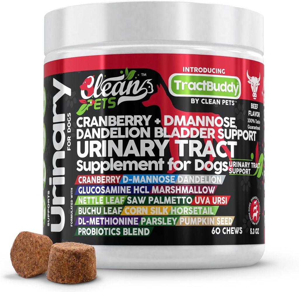 Dogs Urinary Tract 서포트|D-Mannose UTI Bladder Stones Dandelion Glucosamine HCL Marshmallow Nettle Leaf Saw Palmetto Uva Ursi Buchu Horsetail Methionine Parsley Supplement