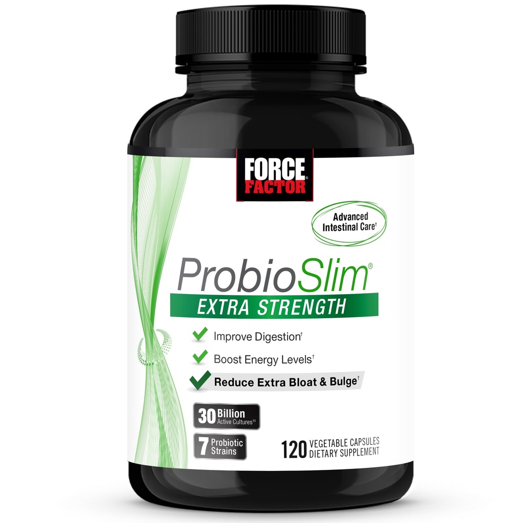ForCE FACTOR ProbioSlim Extra Strength Probiotics for Women and Men with 30억 CFUs of Probiotics for Digestive Health, Bloating Relief, and Gut Health, Prebiotic Fiber, 120 캡슐