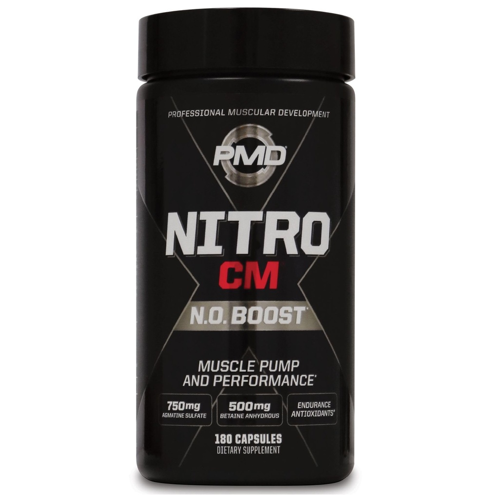 PMD Sports Nitro CM Nitric Oxide with Agmatine Pre Workout Supplement - L Arginine과 근육 성장과 근육 펌프 - 하드 코어 교육 및 보디 빌딩 Preworkout에 대한 내구시간 부스트 (180 캡슐)
