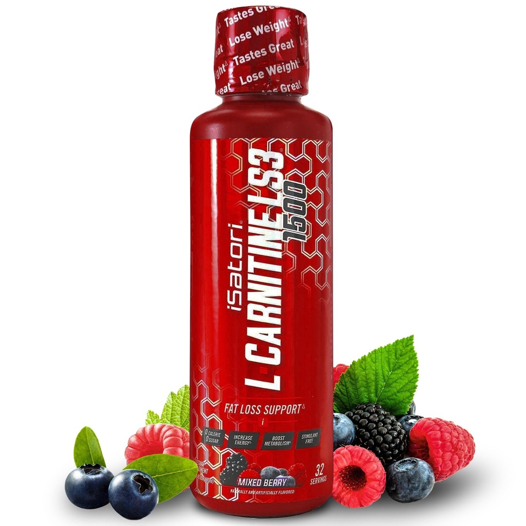 iSatori L-Carnitine LS3 1500, Triple-Blend Liquid L Carnitine Supplement, Acetyl & Tartrate, Stimulant Free, Low Calories, Sugar & Gluten Free, Keto-Friendly, 혼합 Berry 맛 (32 인분)