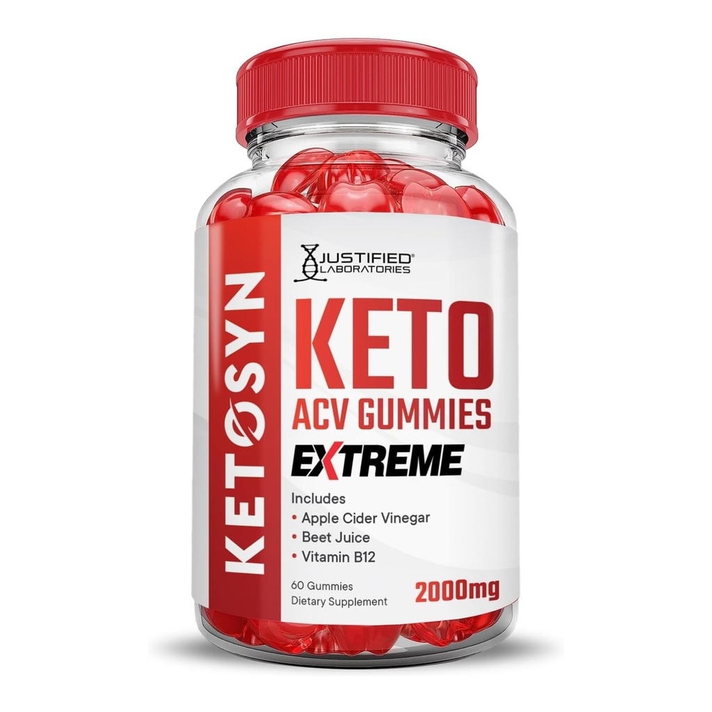 Justified Laboratories Ketosyn Keto ACV Gummies Extreme 2000MG Ketosyn Keto Gummies Apple Cider Vinegar Pomegranate Beet Juice Powder B12 Vegan Non GMO 60 Gummys와 공식화