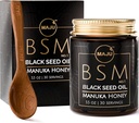 MAJU's 3-in-1 블랙 씨 오일, 마누카 꿀 & 씨 (전통 스타일) BSM no. 1, 달콤한 & Crunchy 초본 혼합, Nigella Sativa 오일 및 씨앗, Unpasteurized & Raw Monofloral Manuka 꿀 뉴질랜드