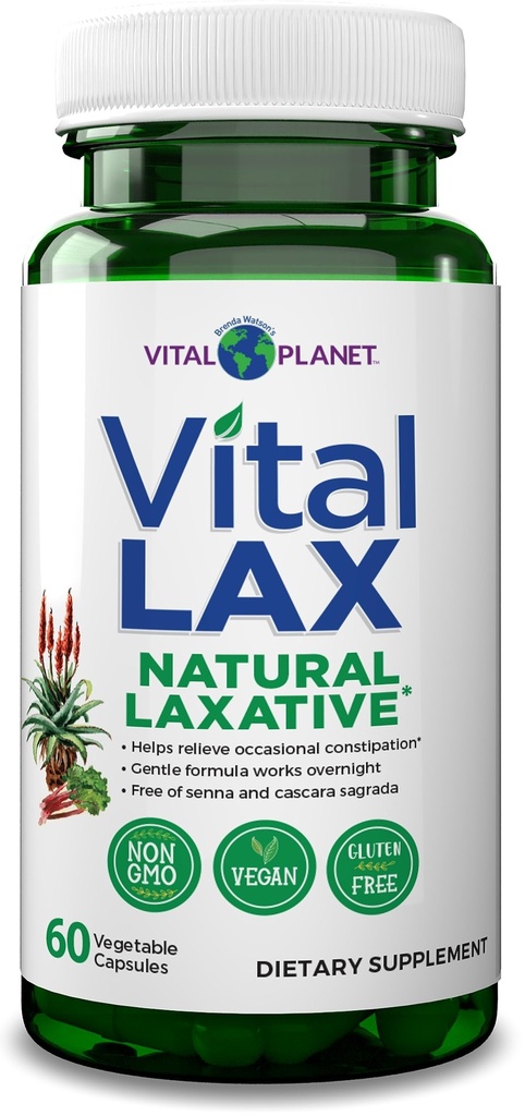 Vital Planet - Magnesium Hydroxide, Slippery Elm, Aloe 및 Triphala와 함께 Occasional Constipation을위한 Vital Lax Natural Laxative Cleanse 보충