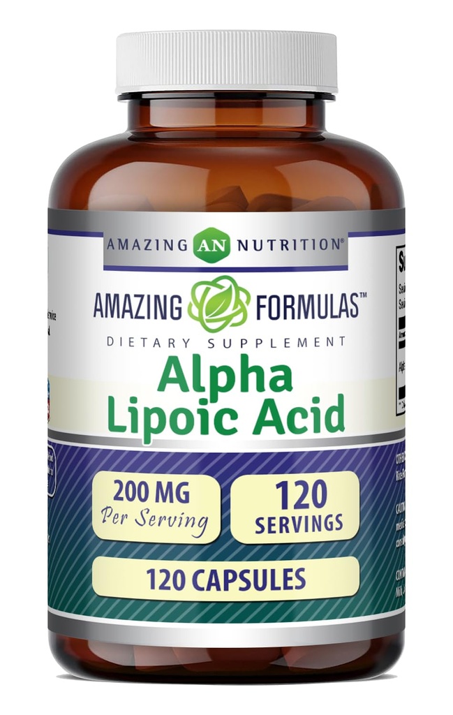 Amazing Formulas Alpha Lipoic Acid | 200 Mg Amino Acid Supplement | 캡슐 | Non-GMO | 글루텐 프리 | 미국 (1 팩 | 120 개)