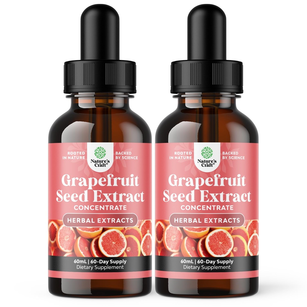 GSE Grapefruit Seed Extract Liquid - One Drop Daily - 슈퍼 농축 포도 씨앗 추출물 Bioflavonoids & Polyphenols for Gut Health & Immune Support - 2 팩 번들 - 120 일