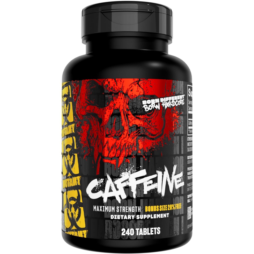 Mutant Caffeine 알약 – 에너지, 초점, 정신 건강, 성과, & 내구시간을 밀어주는 약제 급료 순수한 카페인 보충교재 – 피로를 감소시키고 & Wakefulness – 240의 정제