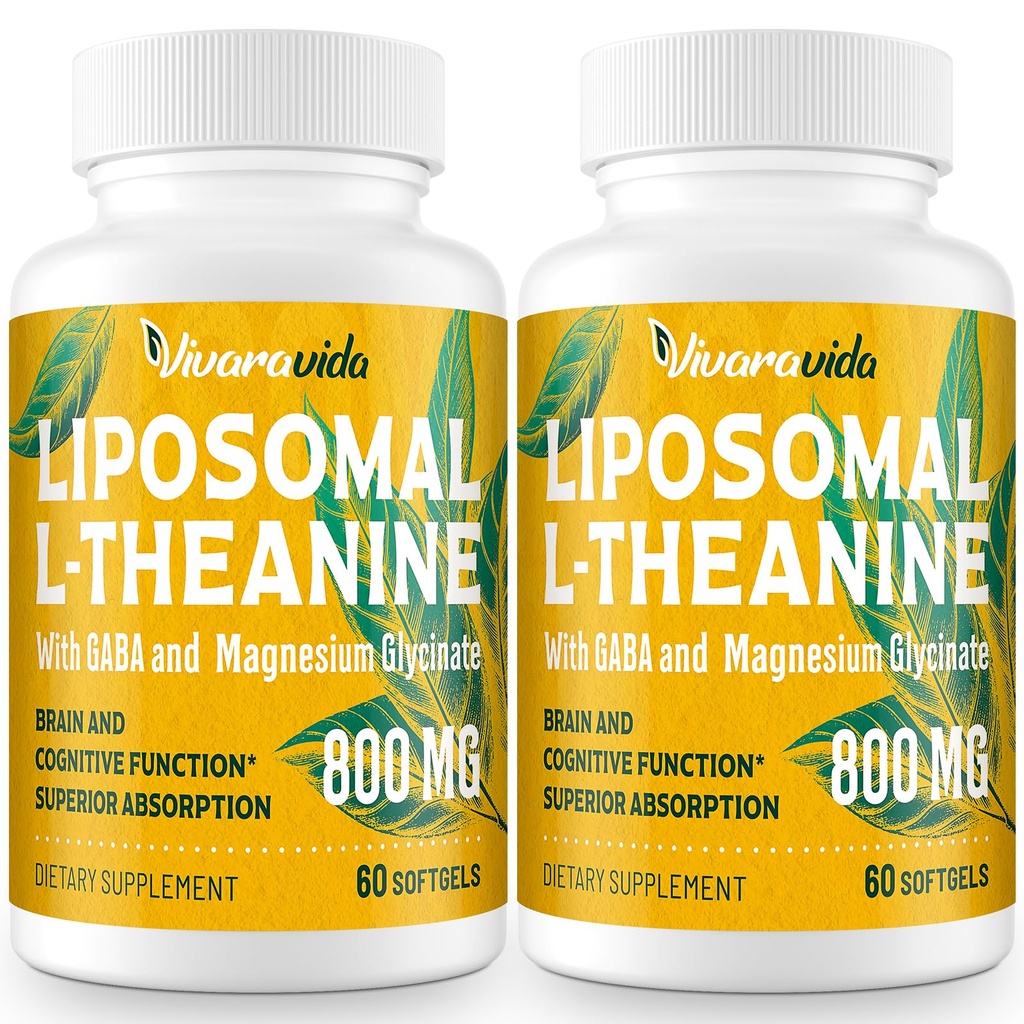 L-Theanine 800mg 보충 GABA와 마그네슘 글리세라이드 - 자연적인 화합물, 수면 및 릴 (120 Softgels)