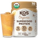 KOS Vegan Protein Powder, Chocolate Peanut Butter - 낮은 Carb Pea Protein Blend, 비타민 및 미네랄이 함유 된 USDA 유기 Superfood - Keto, Soy, Dairy Free - 여성 및 남성을위한 식사 교체 - 10 서빙