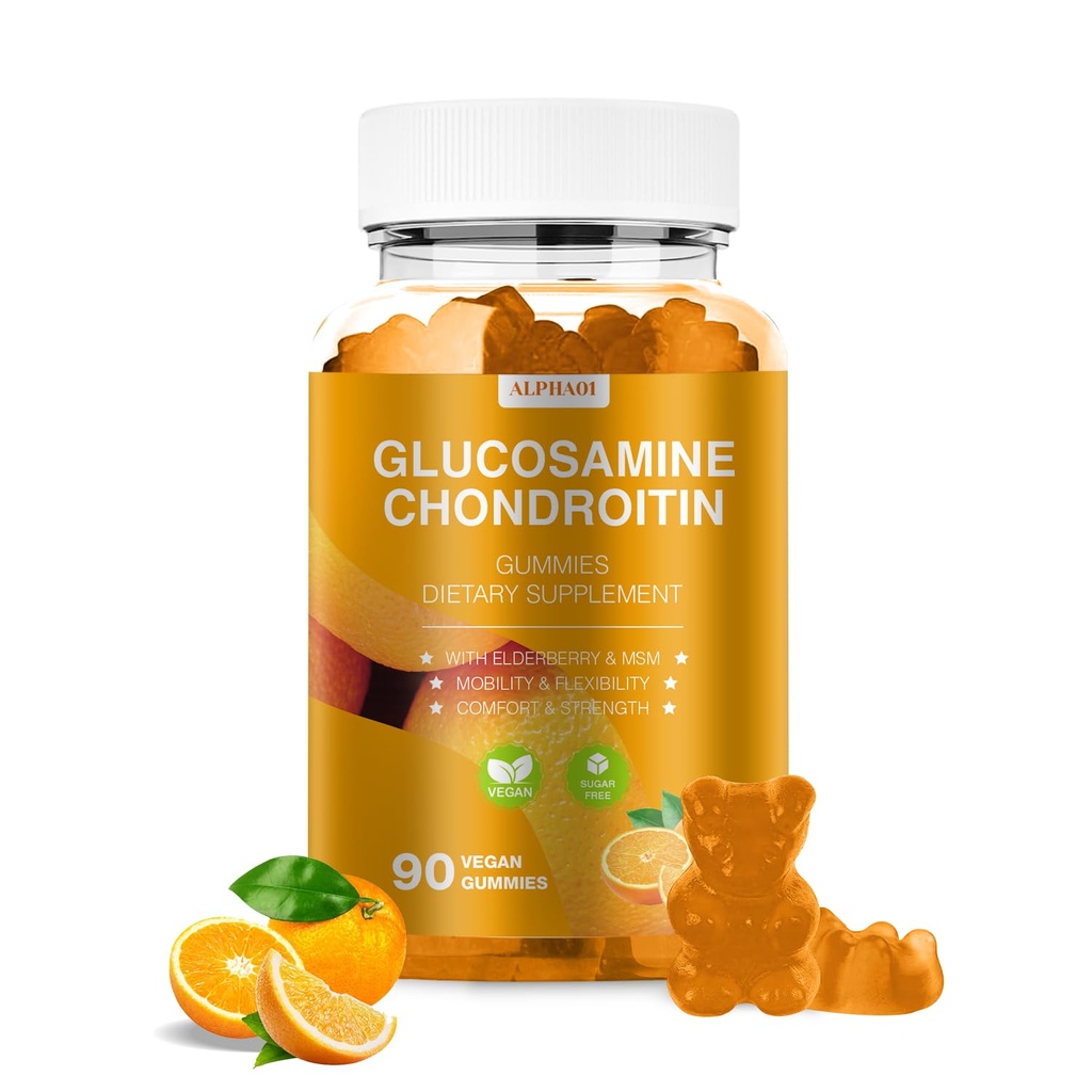 Glucosamine Chondroitin Gummies - 3000MG 여분 힘 합동 지원은 MSM & Elderberry, 융통성, 성인, 남자 & 여자를 위한 산화 면역성이 있는 면역성이 있는 면역성이 있는 지원 거미 - 90 오렌지 Gummies를 가진 보충교재를 지원합니다