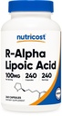 Nutricost R-Alpha Lipoic Acid 100mg, 240 캡슐 - Veggie Caps, Vegan, Non-GMO, 글루텐 무료
