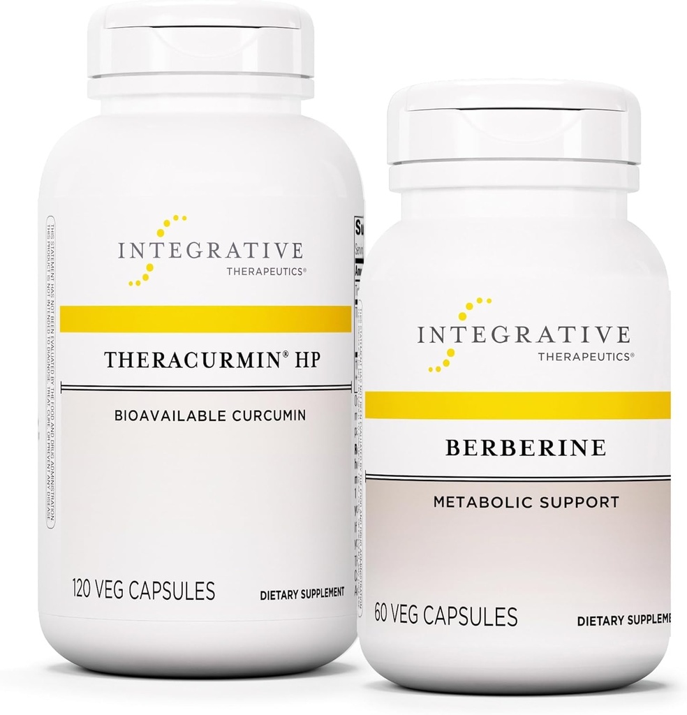 Berberine, 60 캡슐 및 Theracurmin HP, 120 캡슐과 통합 치료 번들 - 대사 지원을위한 Berberine * - Theracurmin 보충 27x More Bioavailable *