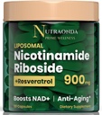 Liposomal 니코틴 아미드 Riboside 900mg Resveratrol & Quercetin - 노화 방지, 세포 에너지 및 건강 개선을위한 NAD 보충 플러스 - 80 캡슐