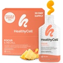 Healthycell Focus & Recall, 초점 & 기억을 위한 매일 액체 뇌 보충교재 - L-Theanine, Omega-3 & Taurine를 가진 농축 & Alertness를 위한 Nootropics 보충교재 - 30 젤 팩